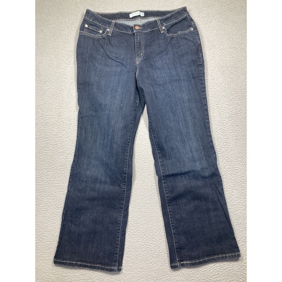 Levis 580 Jeans Women's 16 W Medium Dark Wash Blue Boot Cut Stretch Denim - Picture 1 of 14